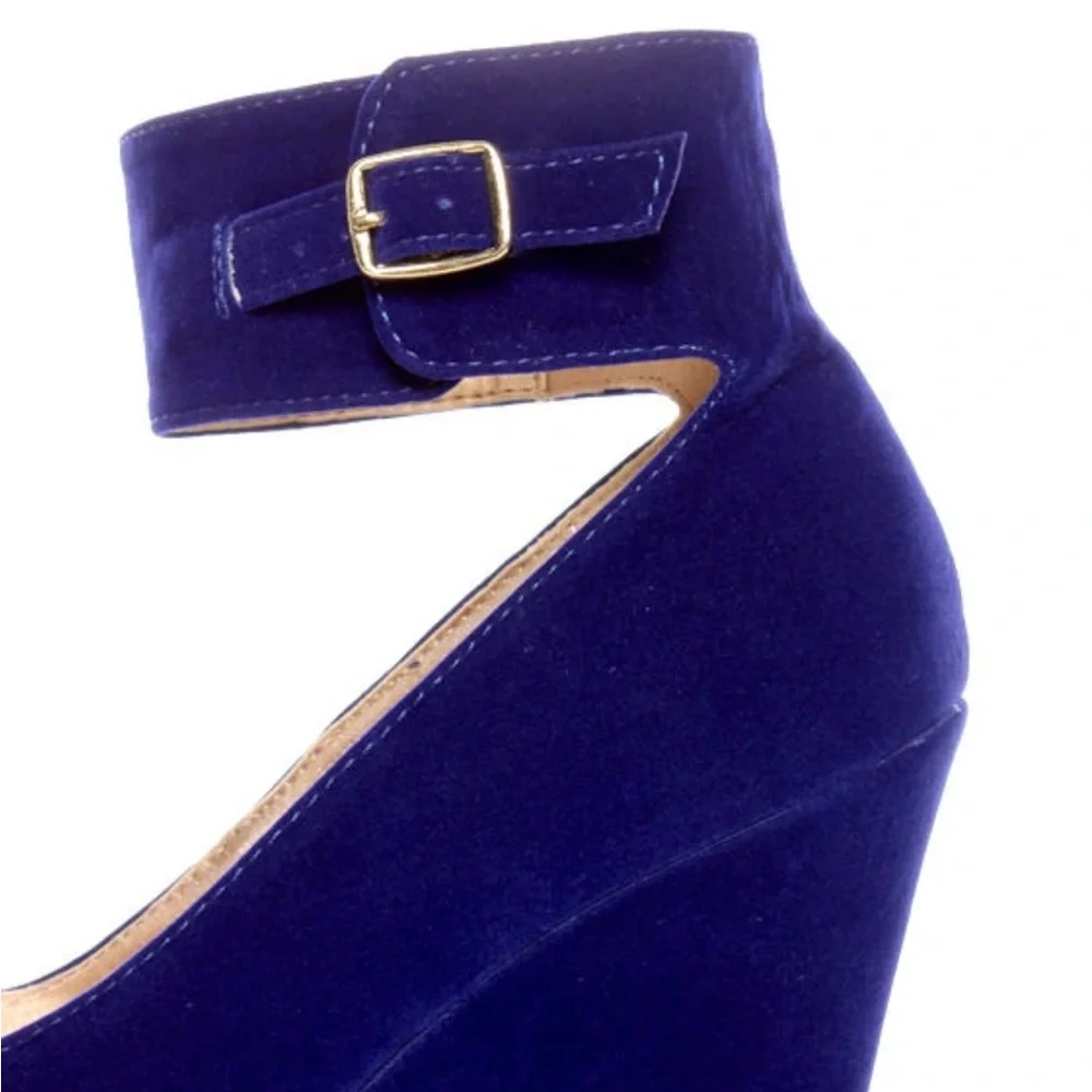 🎓Qupid Royal Blue Platform Heels